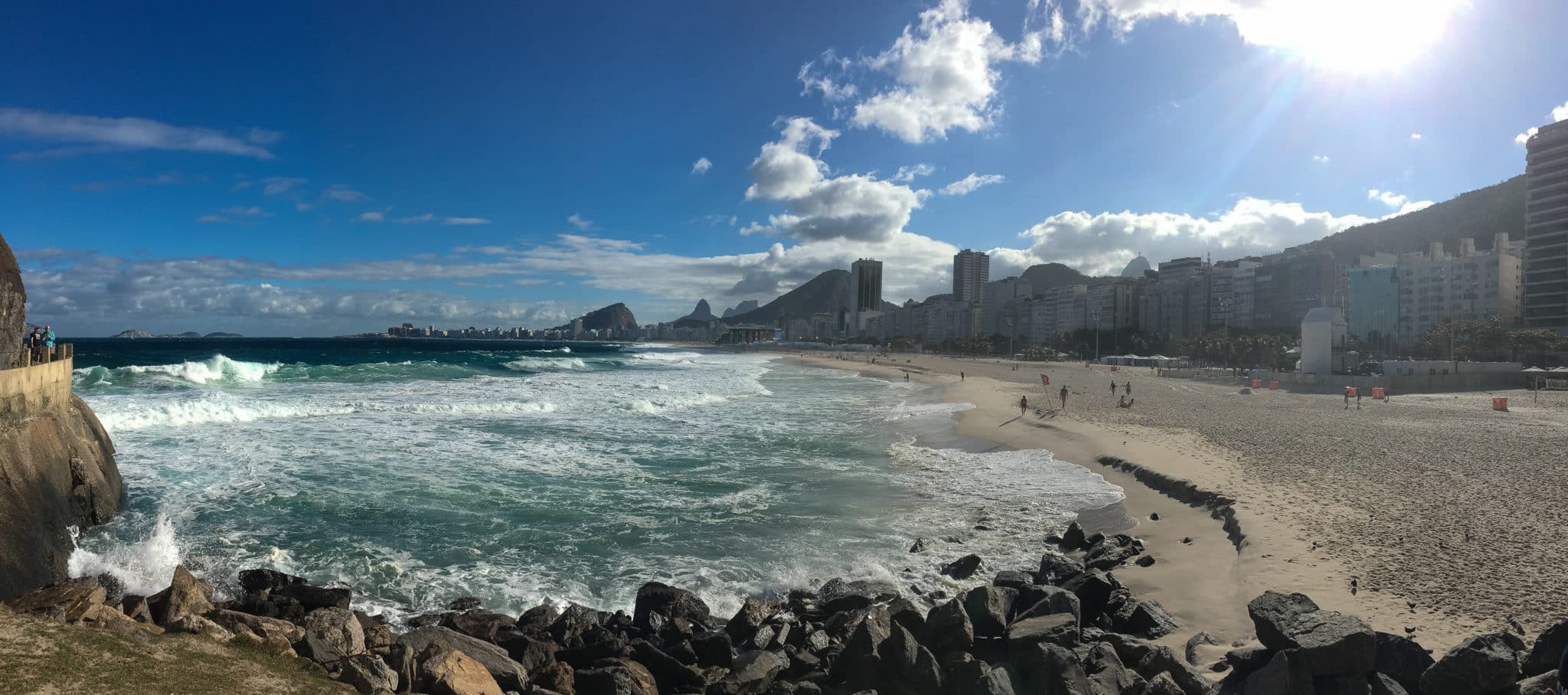 View of Copacabana Beach from the base of Sugarloaf Mountain.