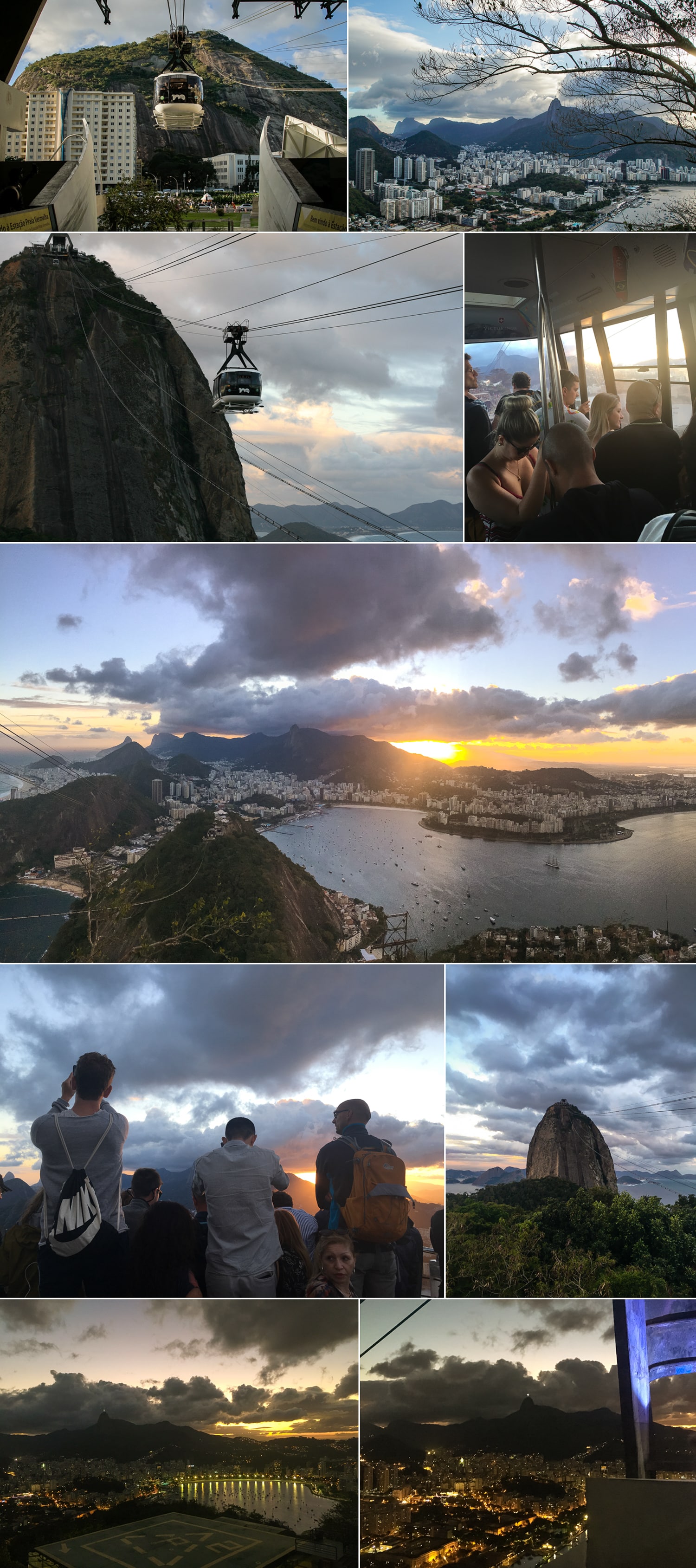 The views as the sunset over Rio from Sugarloaf Mountain.