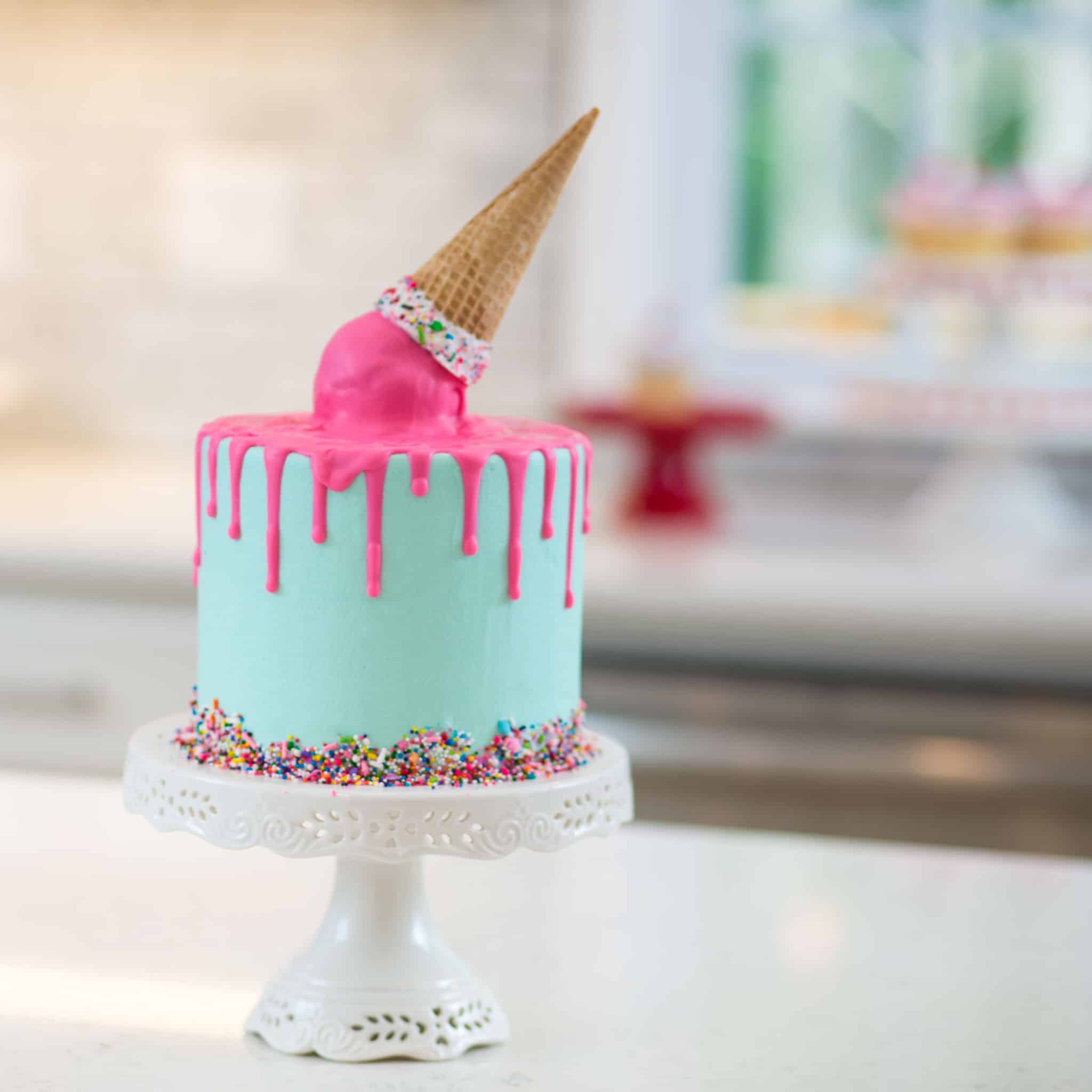 Upside Down Ice Cream Cone Cake - Mom Loves Baking