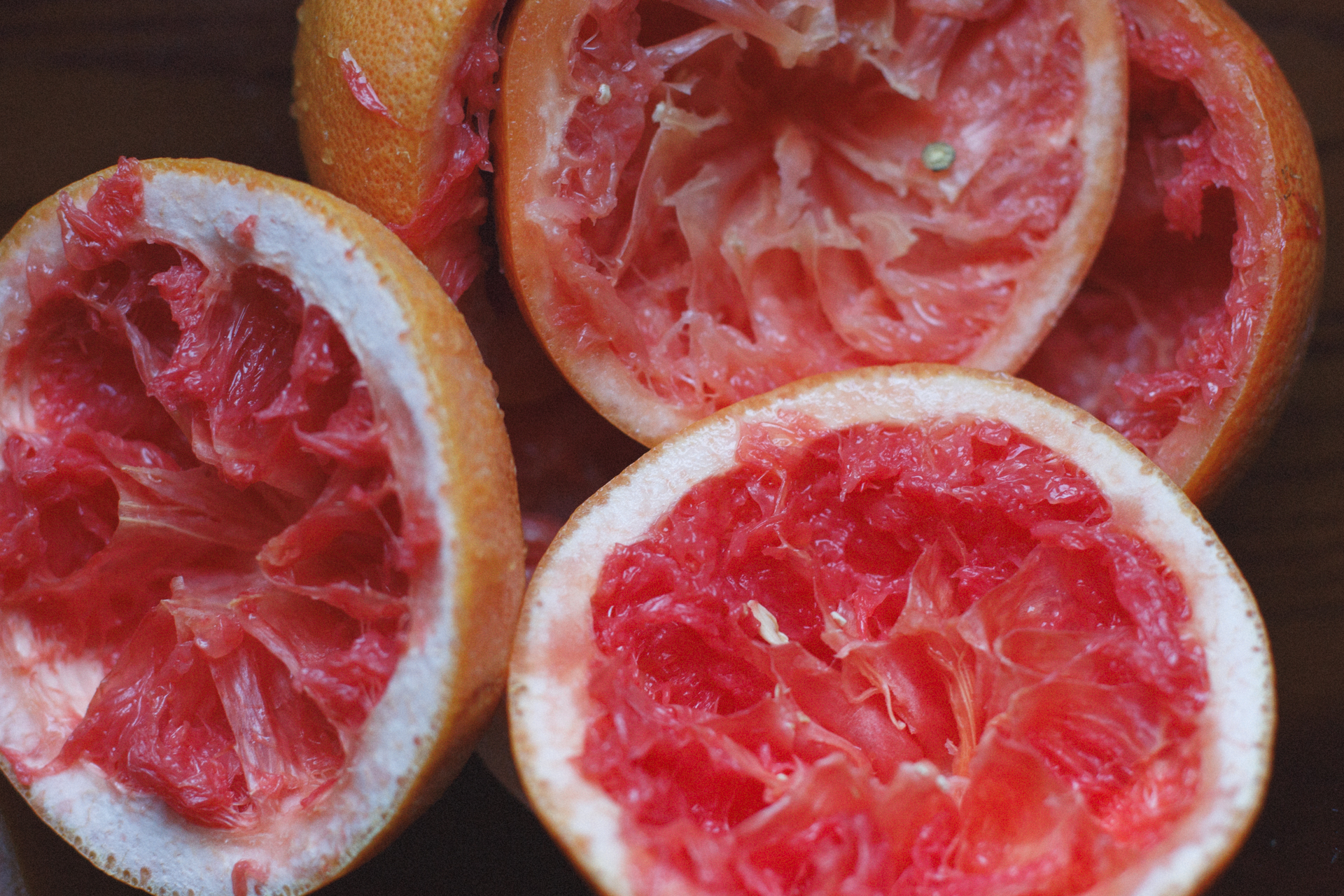 Grapefruit rinds after juicing